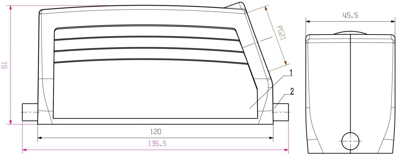 כיסוי למחבר תעשייתי WEIDMULLER HE HDC 24B TSLU 1PG21G